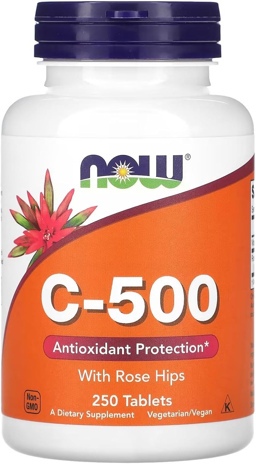 NOW Foods Vitamina C-500 Ascorbato Cálcico, 250 Cápsulas Vegetales
