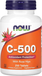 NOW Foods Vitamina C-500 Ascorbato Cálcico, 250 Cápsulas Vegetales
