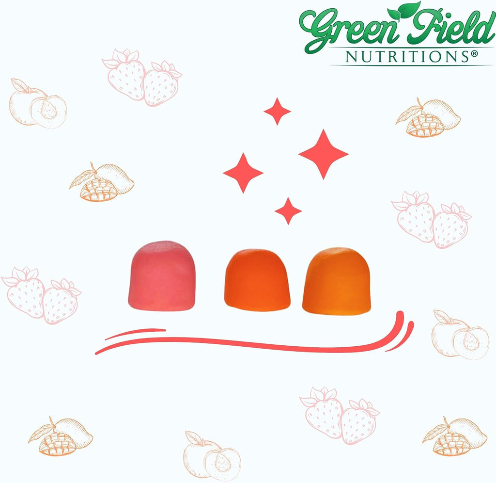 Greenfield Nutritions Vitamina D3 para Niños – 1000 UI – 90 Gominolas | Suplemento de Vitamina D masticable para niños, Apoya Huesos y Sistema Inmunológico | No-GMO, Sin Gelatina, Sin Gluten