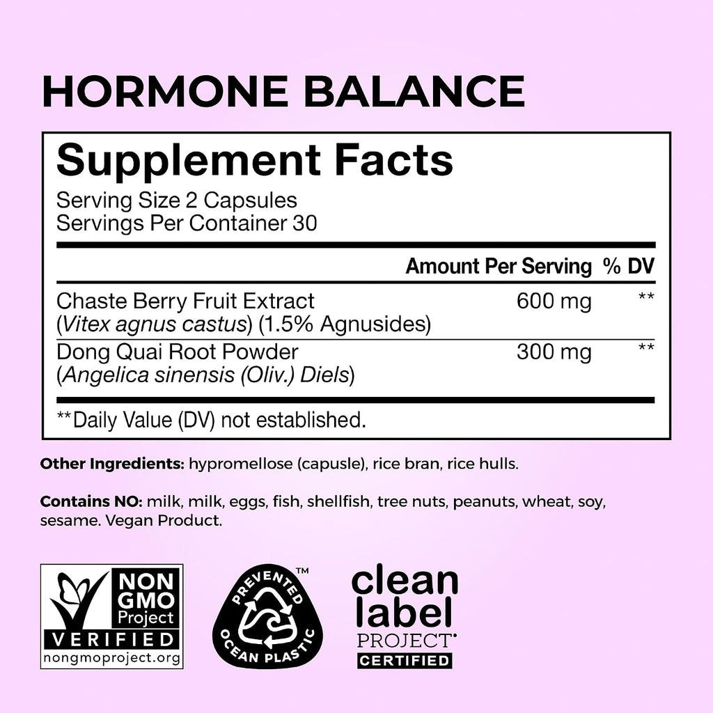 HUM Hormone Balance for Women - Supplement with Chasteberry and Dong Quai - 60 Capsules