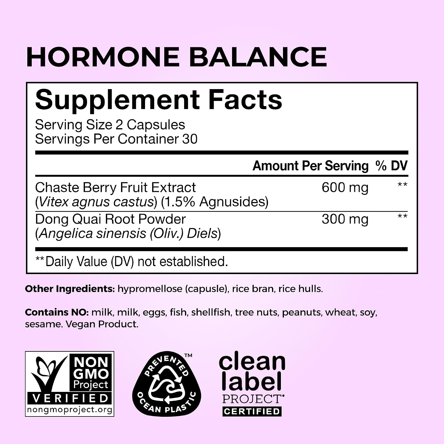 HUM Hormone Balance for Women - Supplement with Chasteberry and Dong Quai - 60 Capsules