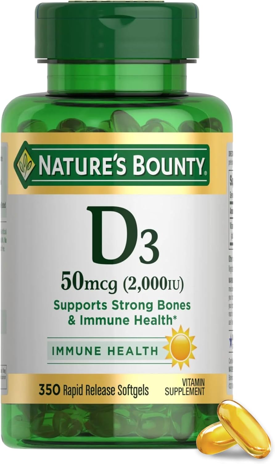 Nature's Bounty Vitamina D3 2000 UI - 350 Cápsulas Blandas