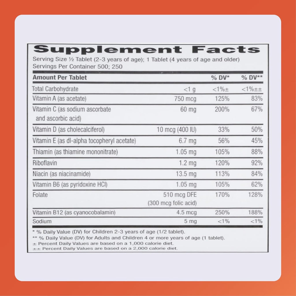 Rugby Laboratories Multivitamínico Masticable para Niños - 250 Comprimidos con Sabor a Frutas