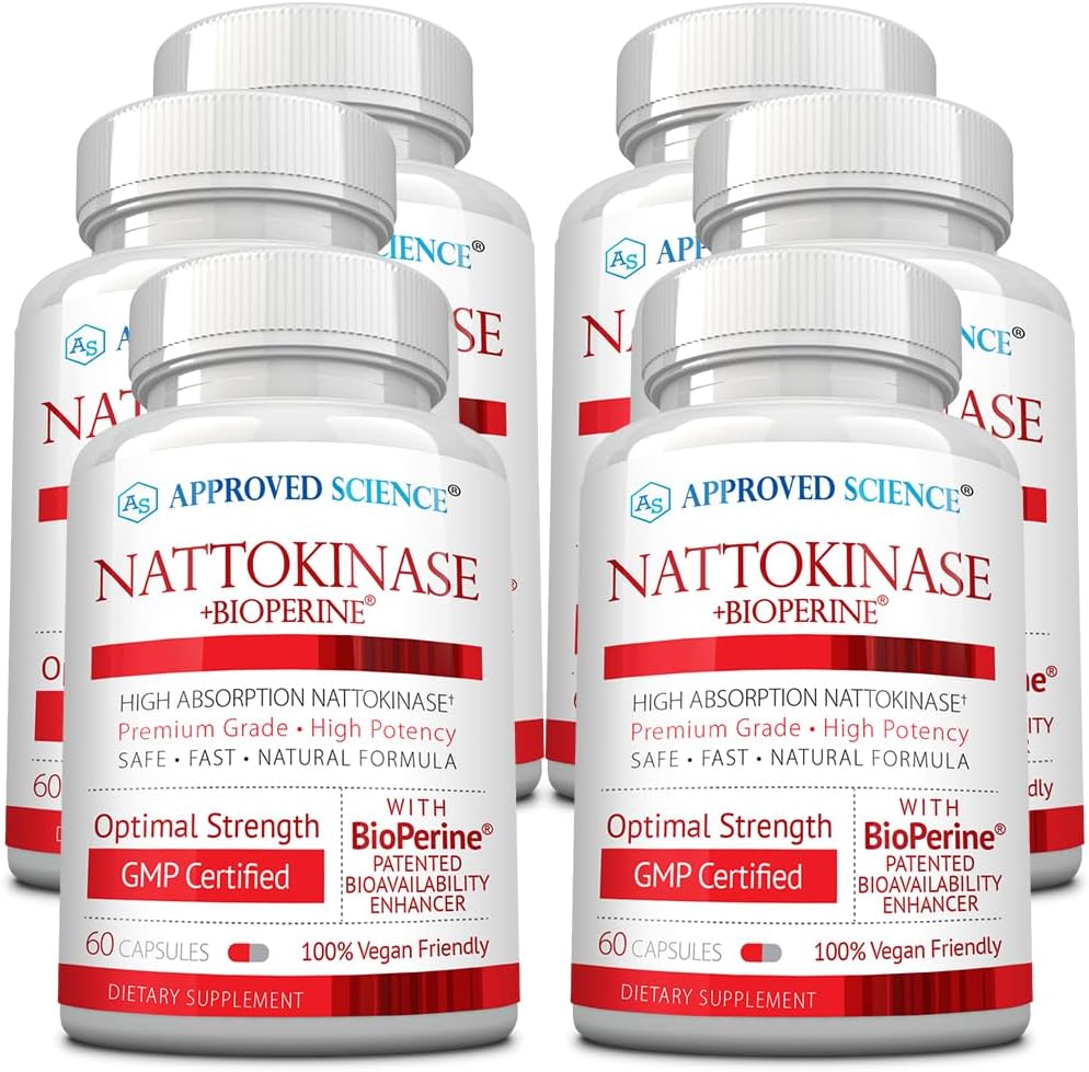 Approved Science Nattokinase 4000 FU 200 mg con BioPerine - Sin Vitamina K2 - 360 Cápsulas Veganas