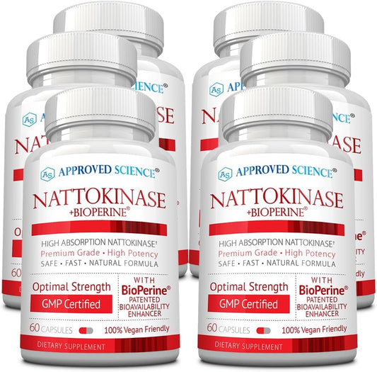 Approved Science Nattokinase 4000 FU 200 mg con BioPerine - Sin Vitamina K2 - 360 Cápsulas Veganas