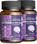 L-Theanine 400 mg con Apigenina 200 mg – Suplemento para el Sueño y la Relajación (120 Cápsulas Vegetarianas)