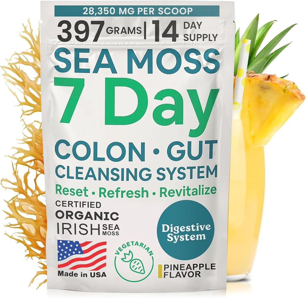 Atlantic Naturals Sea Moss 7-Colon Cleanse Powder – Sabor Piña, 397 g