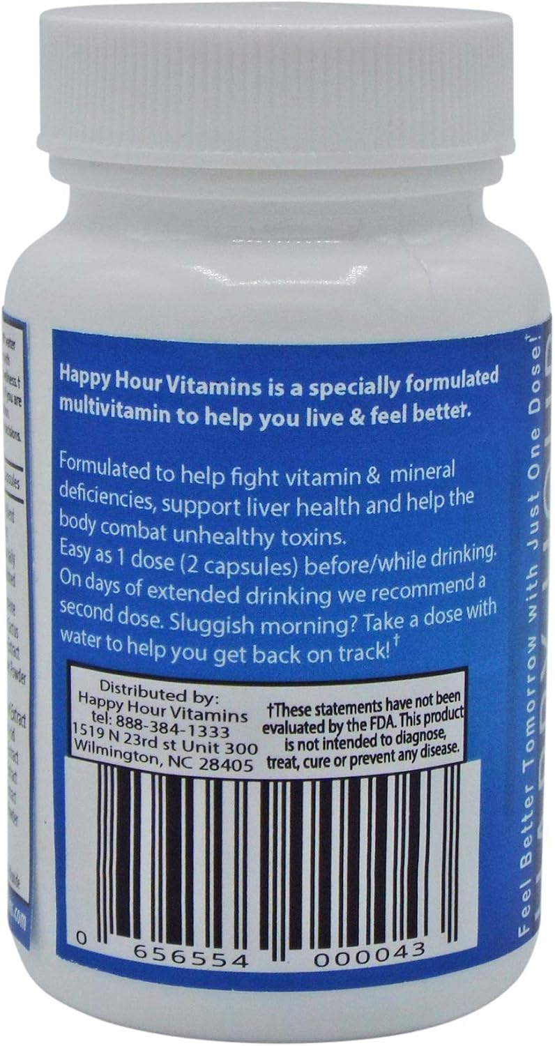 Happy Hour Vitamins - Multivitamínico para Después de Beber con Cardo Mariano y Cactus - 10 Cápsulas