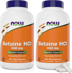Betaina HCl 648 mg, 120 Cápsulas Veganas – NOW Foods