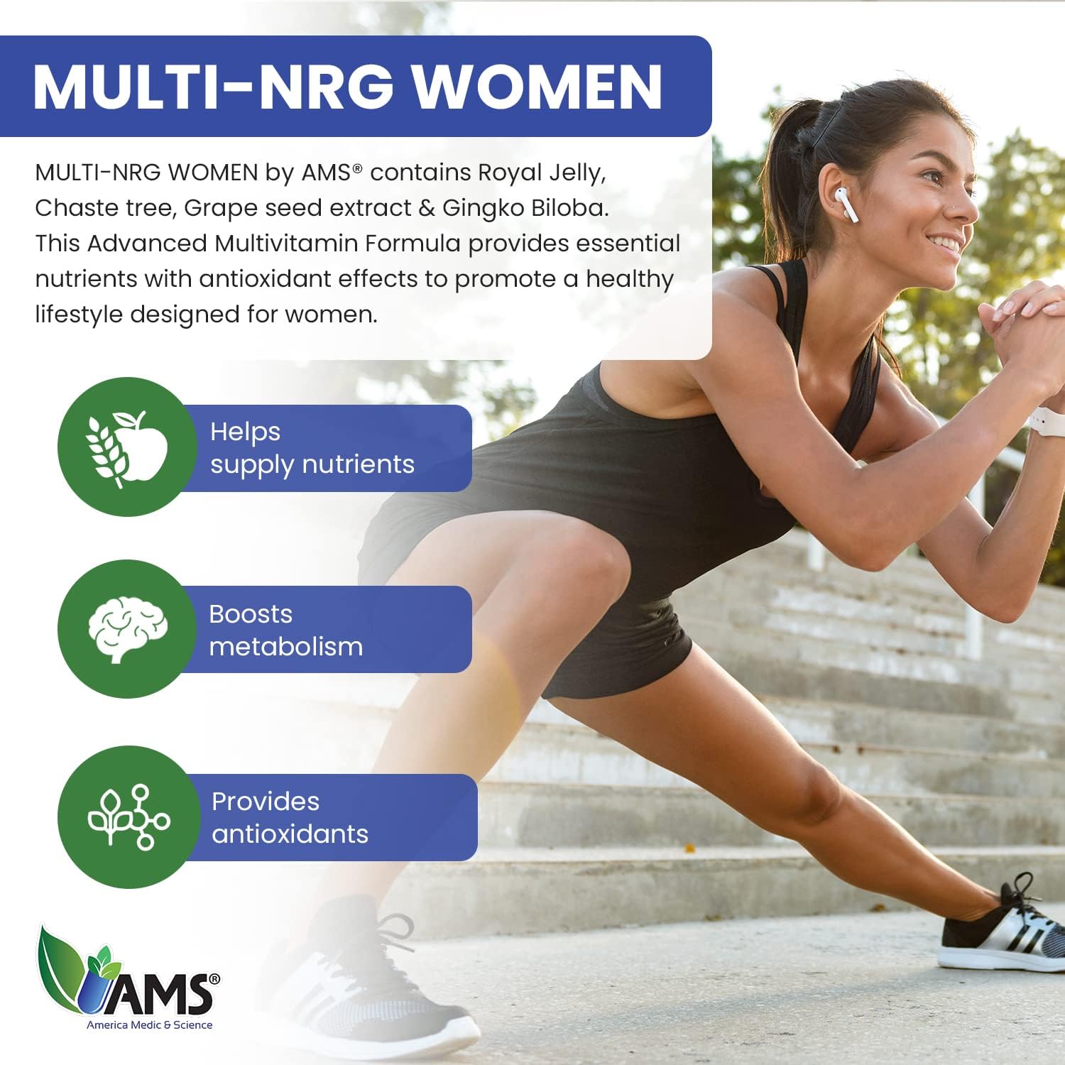 America Medic & Science Multivitaminas para Mujeres Multi-NRG - 45 Comprimidos Recubiertos
