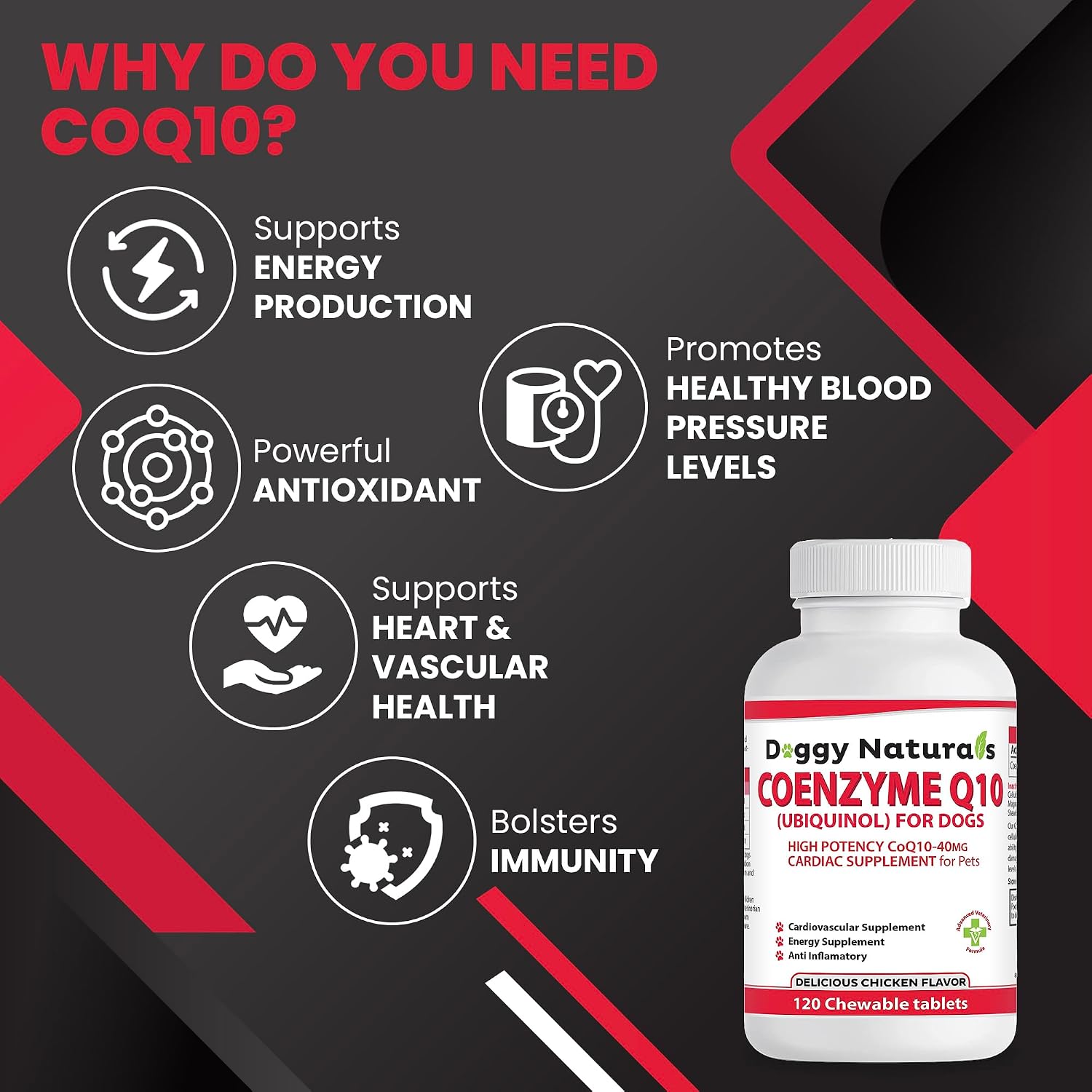 Coenzima Q10 para Perros – Ubiquinol 40mg (120 Comprimidos) – Pet Health Pharma