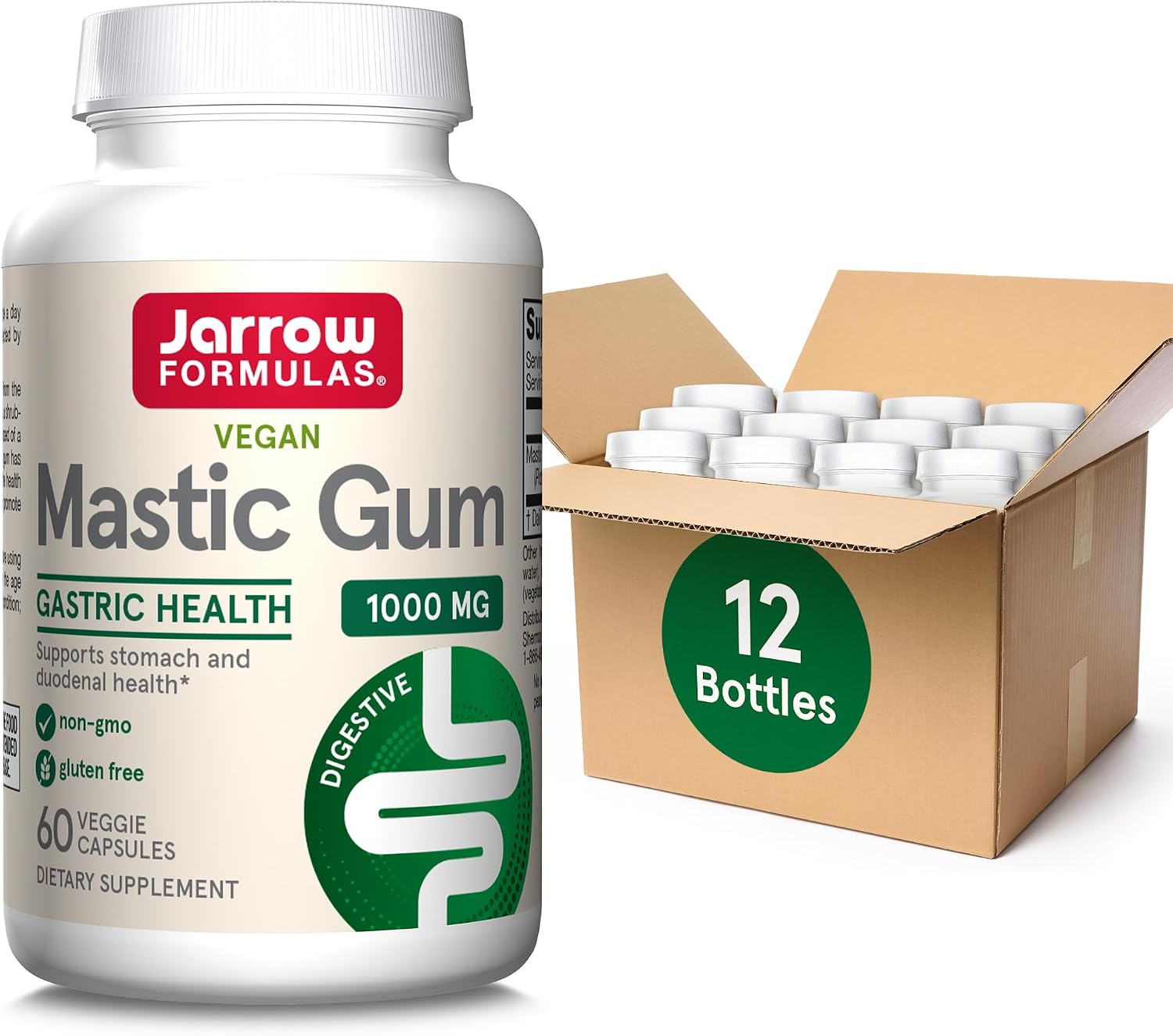Jarrow Formulas Mastic Gum 1000 mg - Suplemento para la Salud Gastrointestinal - 60 Cápsulas Vegetales (30 Días)