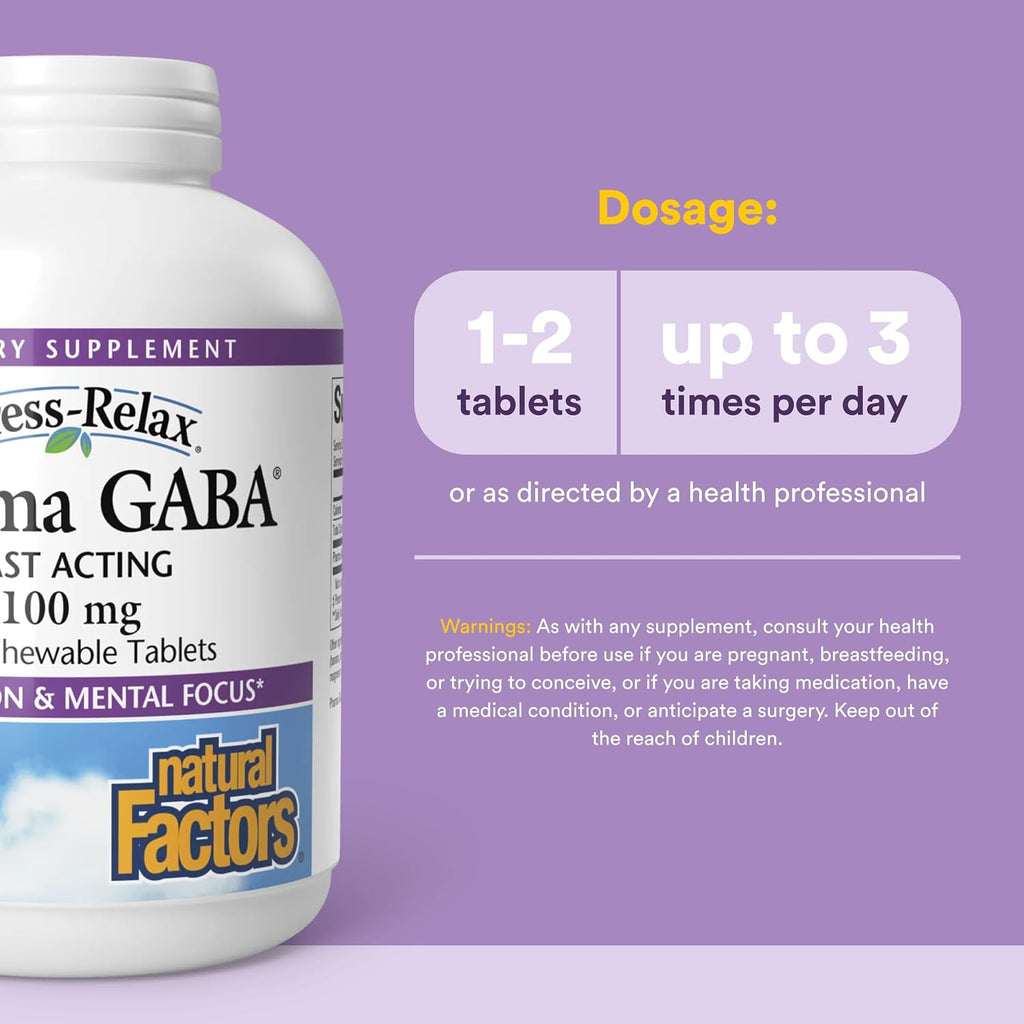 Natural Factors Pharma GABA - 120 Comprimidos Masticables (60 Dosis)
