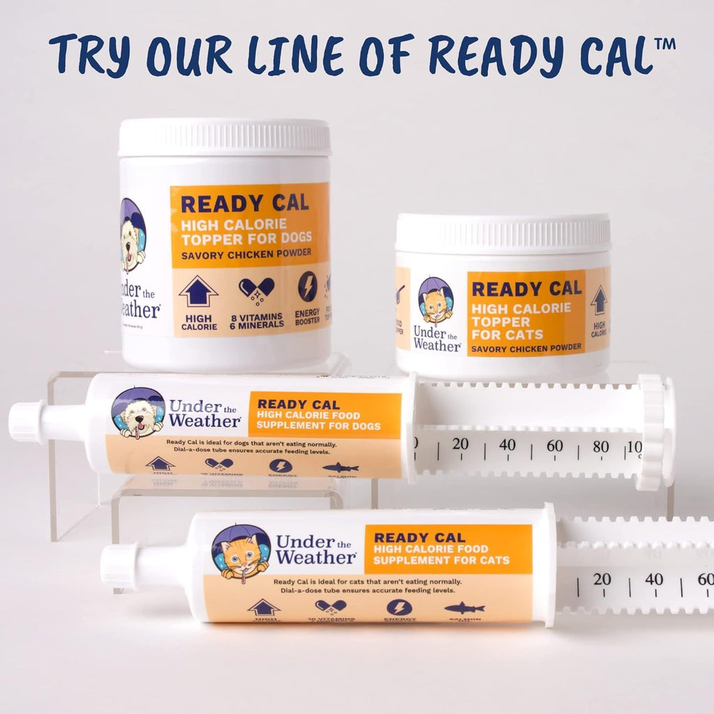 Under the Weather Ready Cal Powder para Perros - Complemento para Ganar Peso y Estimulante del Apetito, Sabor a Pollo, 300 g