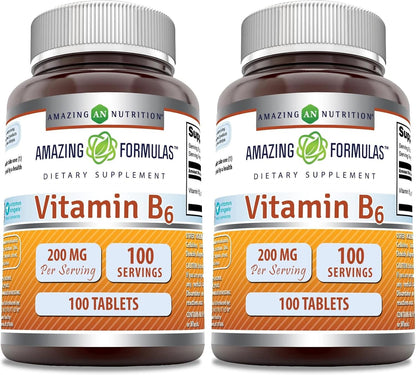Amazing Formulas Vitamina B6 Piridoxina 200mg 100 Comprimidos – Image 6