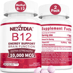Vitamina B12 Metilcobalamina 10000 mcg – 90 Comprimidos Sublinguales Sabor Fresa – Vegano, Sin Gluten