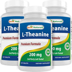 Best Naturals L-Teanina 200mg por Comprimido - Ayuda a la Relajación sin Somnolencia - 120 Comprimidos Vegetales (Pack de 3)
