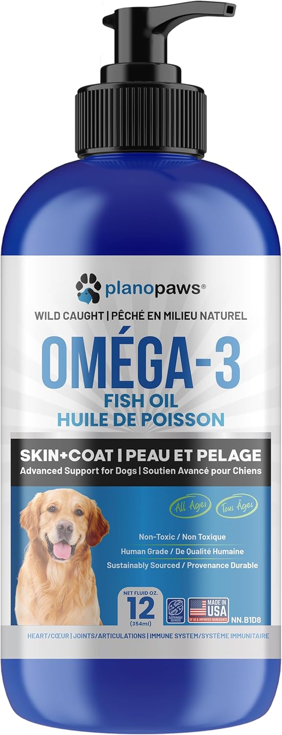 Omega 3 para Perros - Aceite de Pescado Salvaje - Suplemento Líquido para Piel, Pelaje y Articulaciones