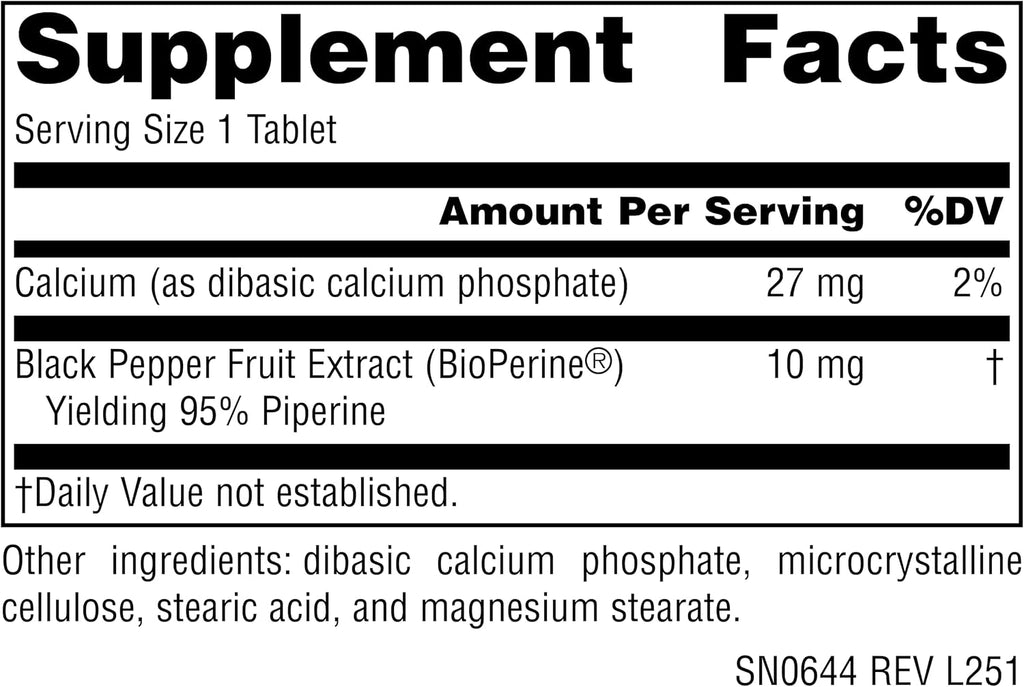 Source Naturals BioPerine - Extracto de fruta de pimienta negra, contribuye a la absorción de nutrientes 10 mg, 120 tabletas