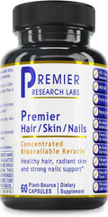 Premier Research Labs Complemento para Cabello, Piel y Uñas con Queratina, Calcio y Magnesio - 60 Cápsulas Vegetarianas