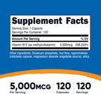 Nutricost Vitamina B12 (Metilcobalamina) 5000mcg, 120 Cápsulas - Sin Gluten, No OGM, Cápsulas Vegetarianas