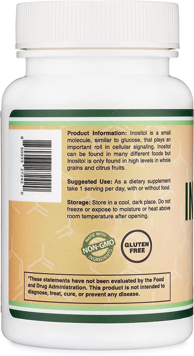 Inositol Capsules (Myo Inositol) 1000mg Health Support for Women (60 Count) (No Fillers, Vegan Safe, Gluten Free) by Double Wood
