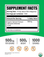 BulkSupplements.com Organic Spinach Extract Powder - Herbal Supplement, 500mg per Serving, 500g (1.1 lbs)