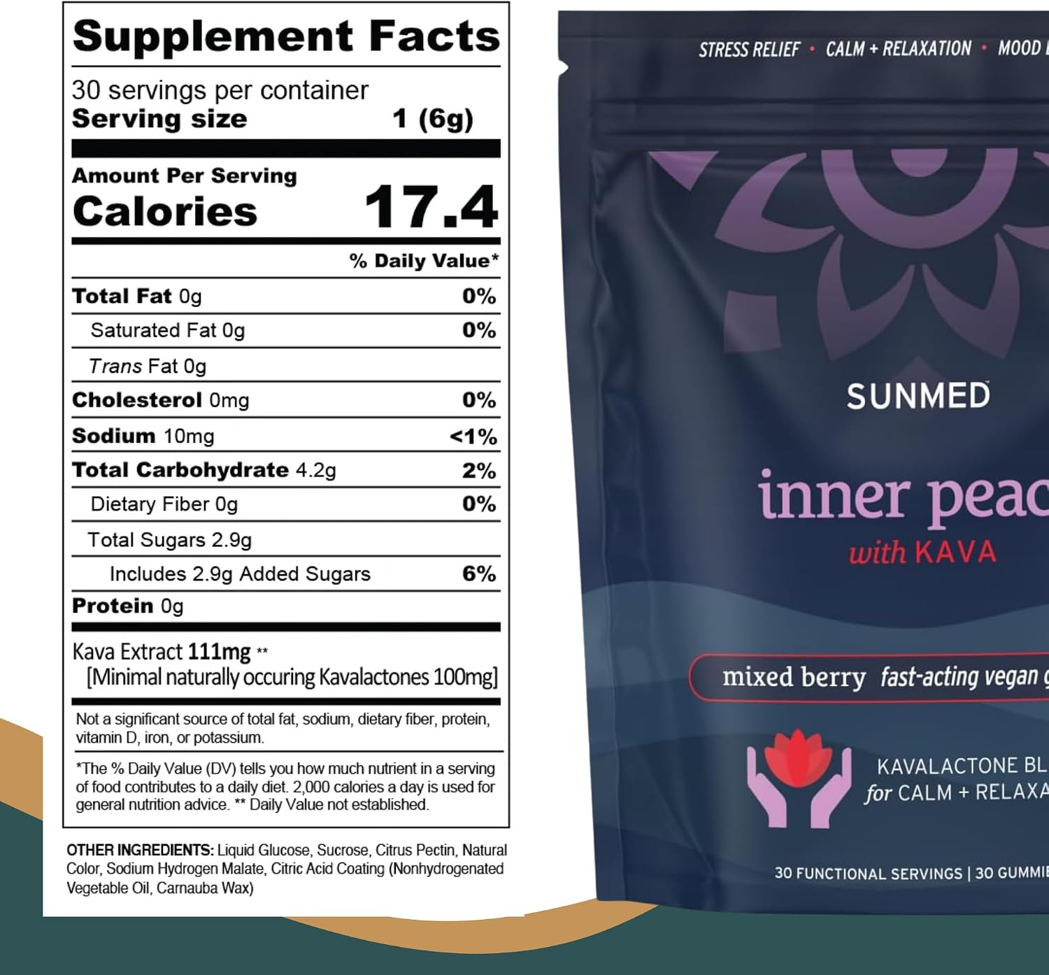 SUNMED Gominolas de Kava para el Estrés y la Calma Profunda | 100mg Kavalactonas | Vegano | Sabor Frutos Rojos