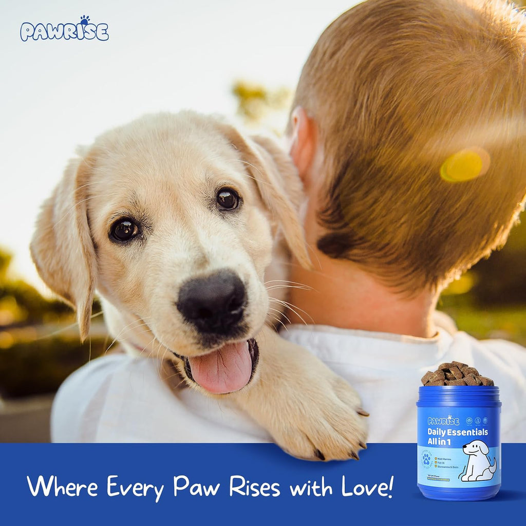 PawRise Multivitamínico Completo para Perros – Apoyo para Articulaciones, Piel, Digestión e Inmunidad – 150 Comprimidos Masticables Sabor Pollo