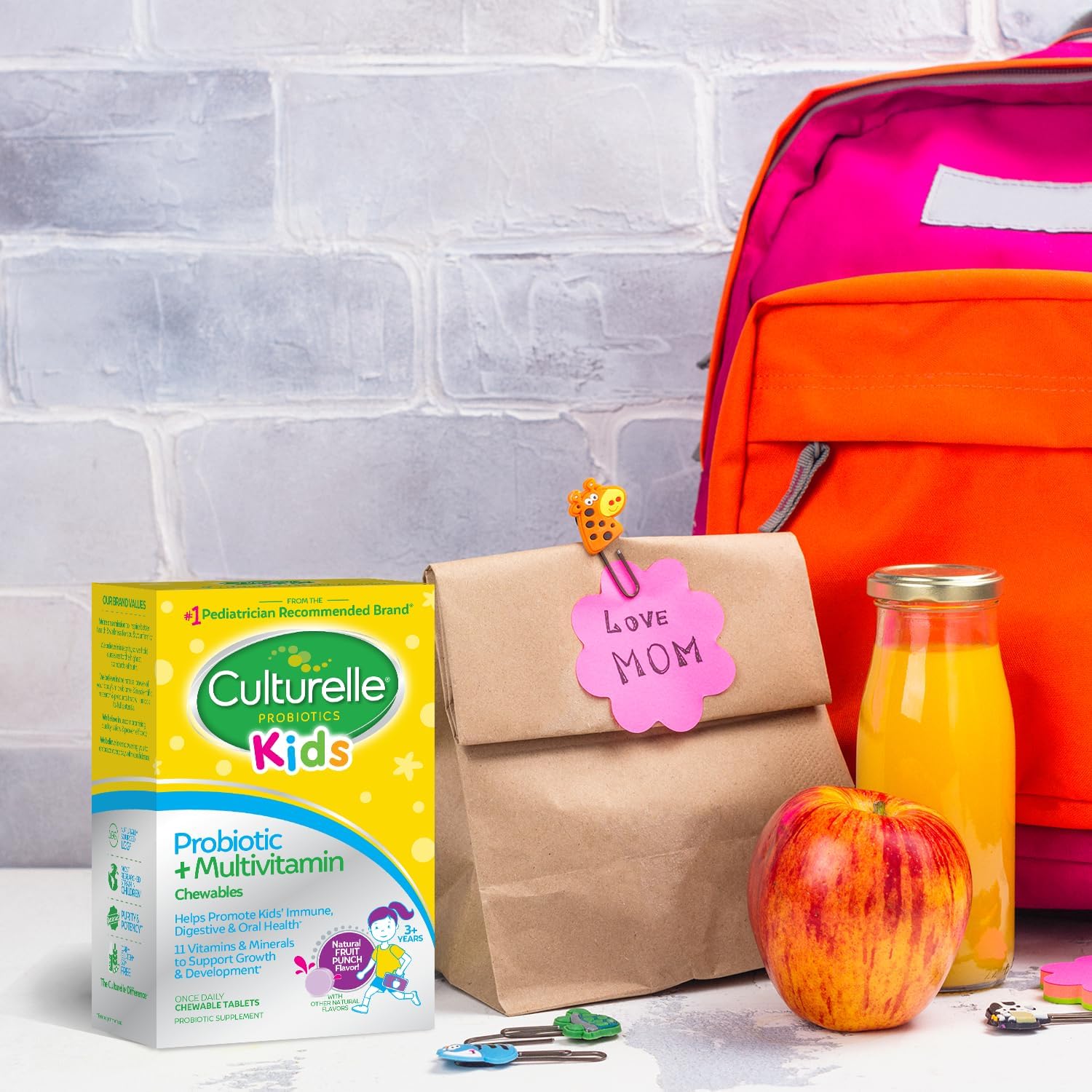 Culturelle Kids Probiótico + Multivitamínico Completo Masticable para Niños (30 comprimidos)