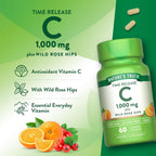 Nature's Truth Vitamin C with Rose Hips 1000 mg | 60 Coated Tablets | Vegan, Non-GMO and Gluten Free