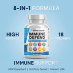 Clean Nutraceuticals Immune Defense Support – Suplemento 8 en 1 con Zinc 50mg, Quercetina, Vitamina C 1000mg, Vitamina D3 5000 UI, Saúco, Jengibre – 60 cápsulas veganas