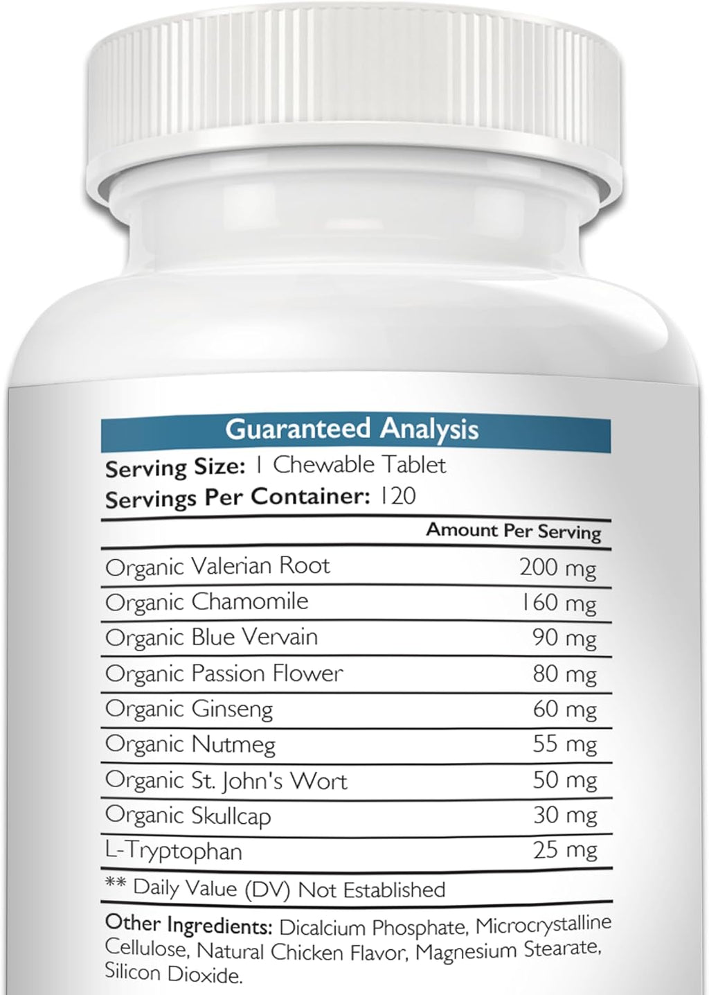 Nutrition Strength 9-en-1 Valeriana para Perros 200mg, Manzanilla 160mg, L-Triptófano y Hierbas para Estrés y Calma, 120 Comprimidos
