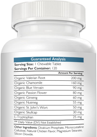 Nutrition Strength 9-en-1 Valeriana para Perros 200mg, Manzanilla 160mg, L-Triptófano y Hierbas para Estrés y Calma, 120 – Image 9