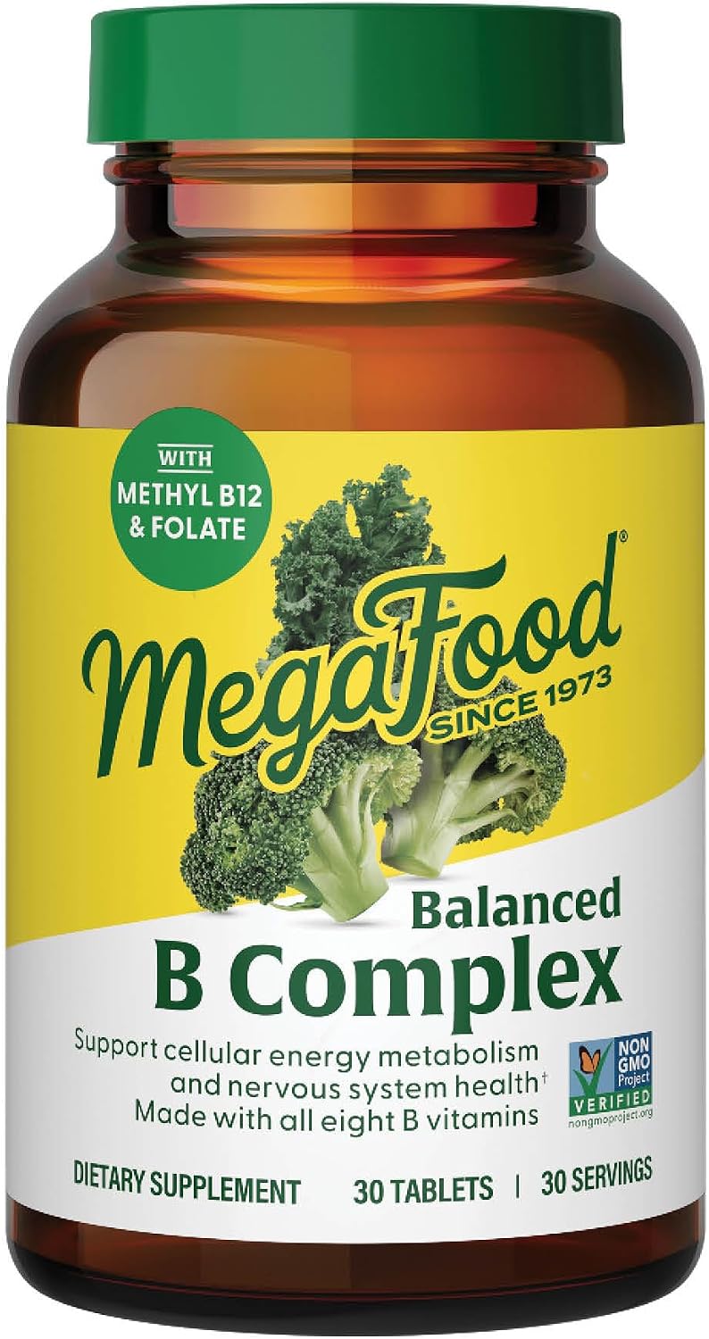 MegaFood Balanced B Complex - Complejo B con 8 Vitaminas B, 60 Comprimidos