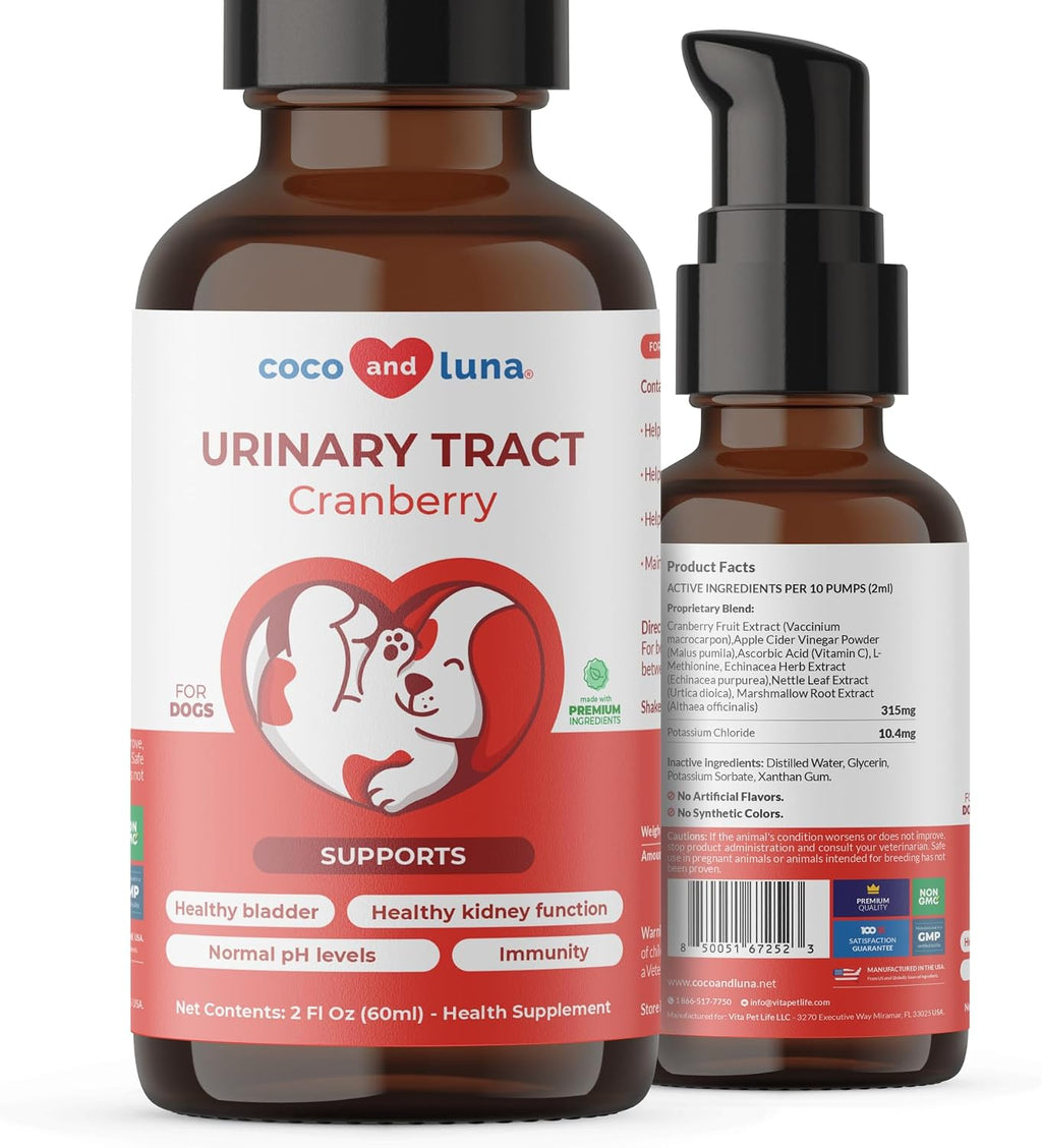 Cranberry Liquid for Dogs - Suplemento Líquido de Arándano Rojo para la Salud Urinaria