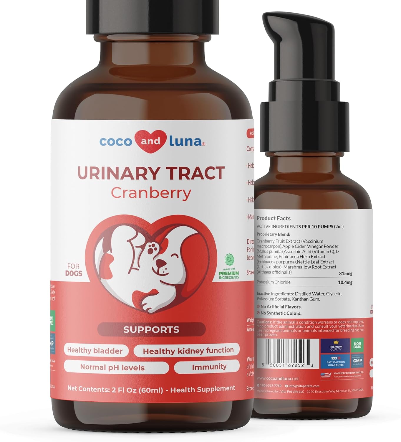 Cranberry Liquid for Dogs - Suplemento Líquido de Arándano Rojo para la Salud Urinaria