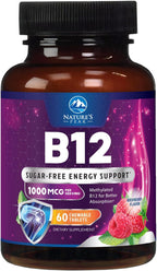 Vitamina B12 Metilcobalamina 1000 mcg - 60 Comprimidos Masticables Sabor Bayas