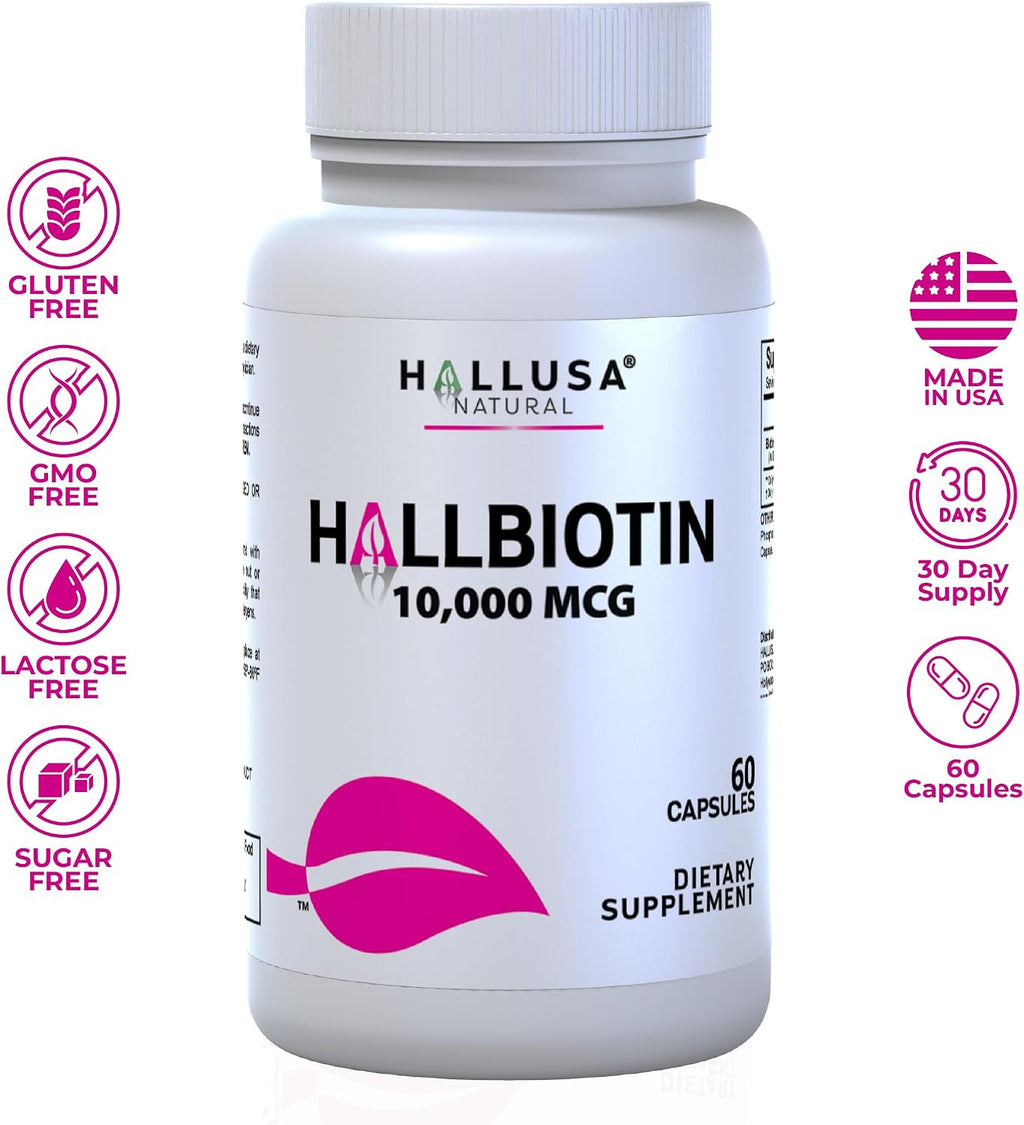 Hallusa Natural Biotina 10.000 mcg, 60 Cápsulas