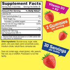 WellYeah Vitamina D3 + K2 Gominolas - 1000 UI D3, 100 mcg K2 - Salud Ósea y Muscular - Sabor Fresa Natural - 60 Gominolas
