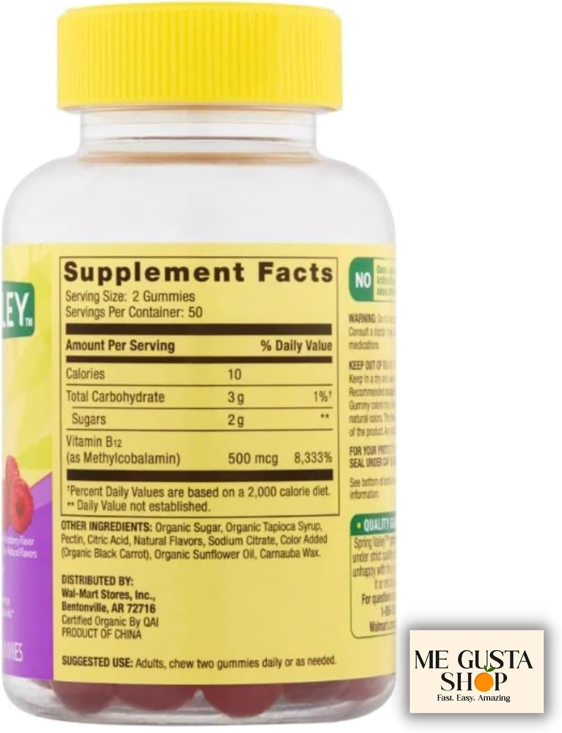 Spring Valley Vitamina B12 500 mcg Gomitas Sabor Frambuesa - 100 unidades