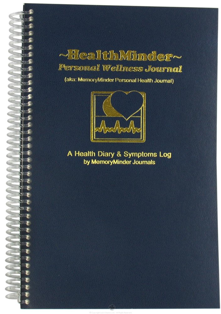 DIARIO DE BIENESTAR PERSONAL HEALTHMINDER. Diario de salud y bienestar, Cuaderno médico, Registro de síntomas. Lleva un registro de salud, peso, medicamentos, vitaminas, presión arterial, niveles de azúcar, salud general y bienestar.