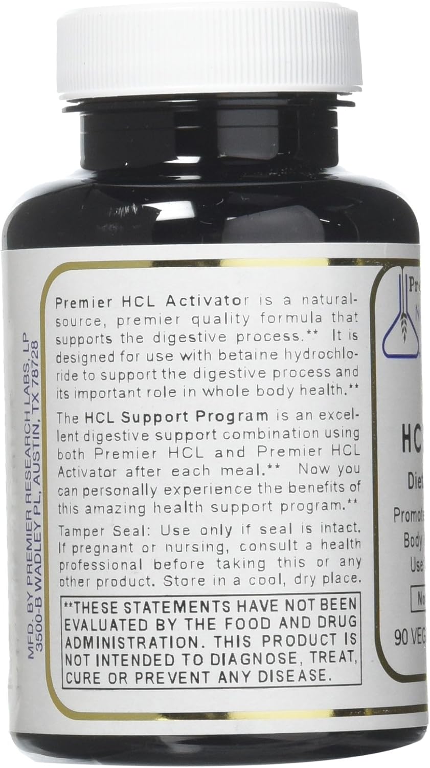Activador HCL Premier - 90 Cápsulas - Apoyo Digestivo con Pepsina Vegetal