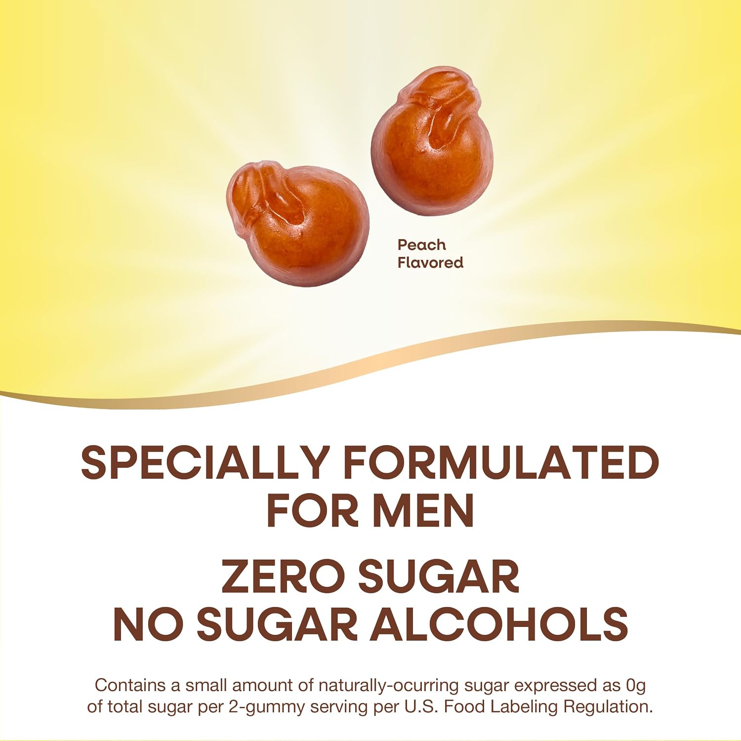 Nature's Way Alive! Zero Sugar Men's Gummy Multivitamins - Gomitas Multivitamínicas Sin Azúcar para Hombres, Sabor Melocotón, 80 Gomitas
