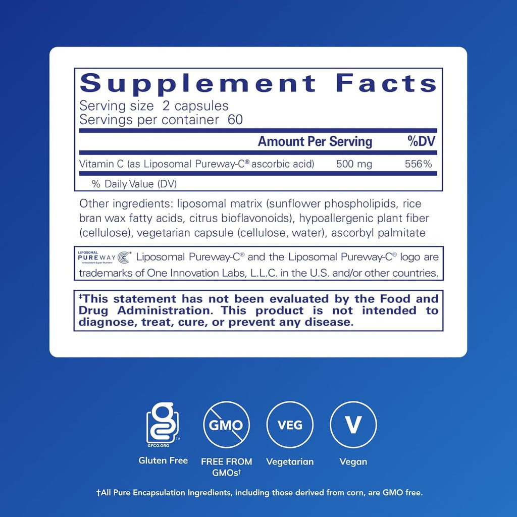Pure Encapsulations Liposomal Vitamin C - 120 Cápsulas