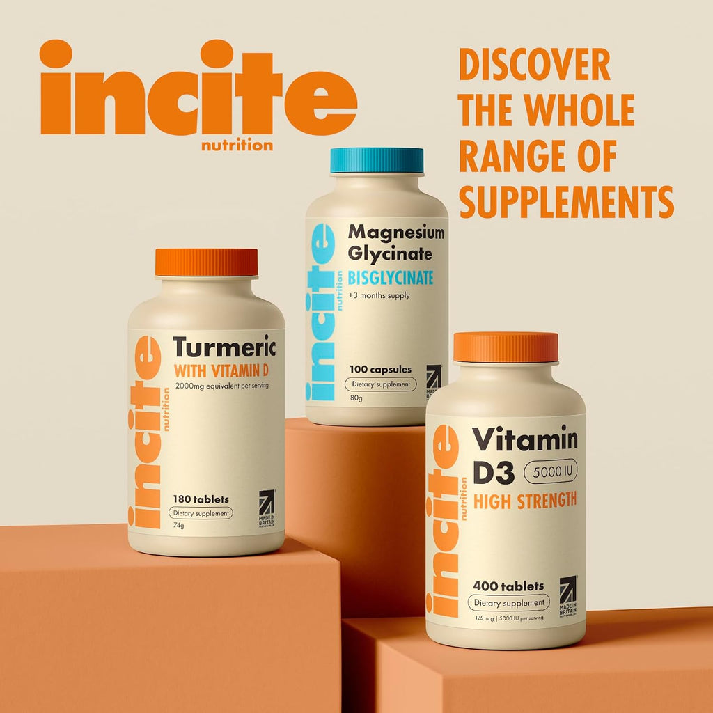 Incite Nutrition Vitamina D3 5000 IU - 400 Microcomprimidos de Colecalciferol - Suplemento Vegetariano - Alta Concentración