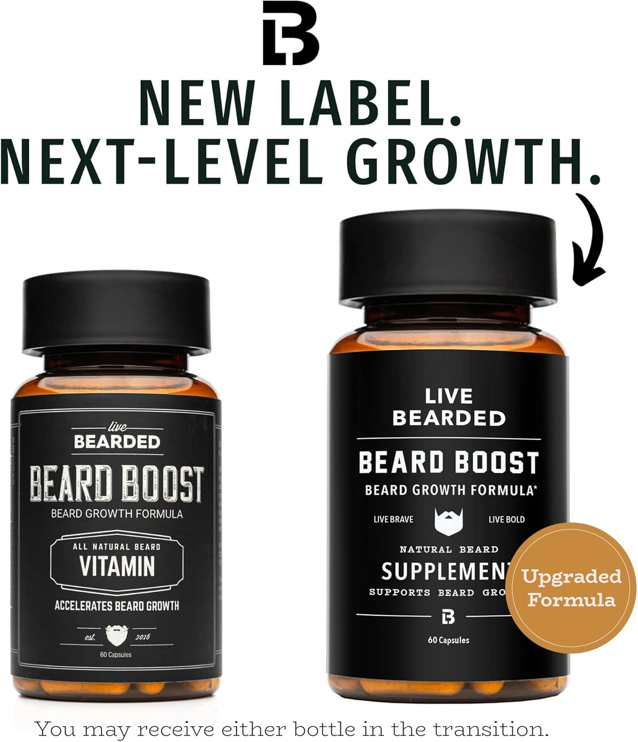 Live Bearded Beard Boost – Suplemento para el crecimiento de la barba, biotina 5000mcg