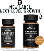 Live Bearded Beard Boost - Vitaminas para el Crecimiento de Barba con Biotina 5000mcg, Colágeno, Sílice y Fo-Ti - 90 Días