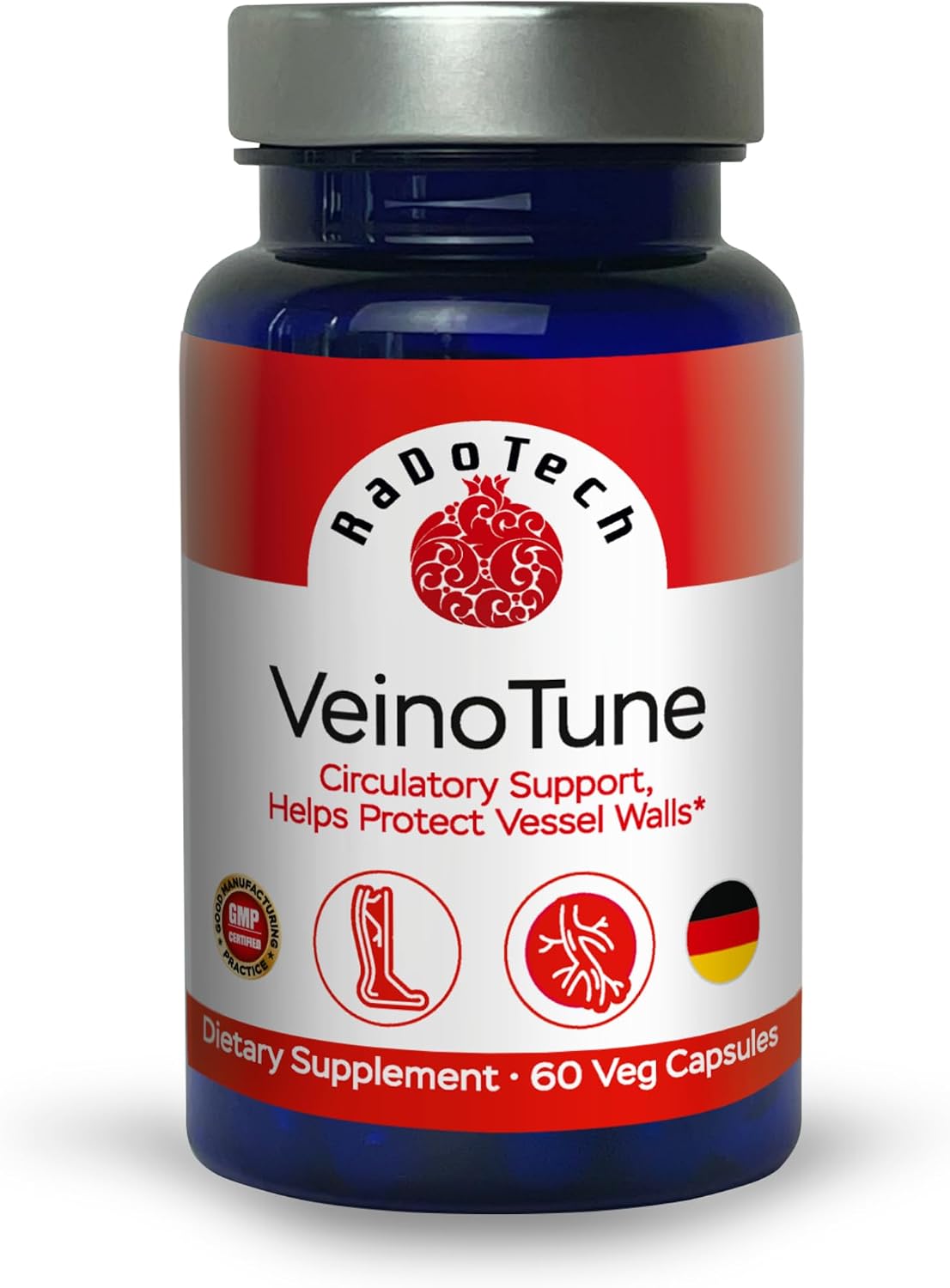 RaDoTech VeinoTune – Apoyo para la salud venosa con castaño de indias 300 mg y vitamina C, 60 comprimidos