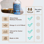 Natural Dog Company Aceite de Pescado Omega 3 para Perros Senior – Con Cúrcuma y Aceite de Salmón, Apoyo a la Movilidad, Piel y Pelaje, 473 ml